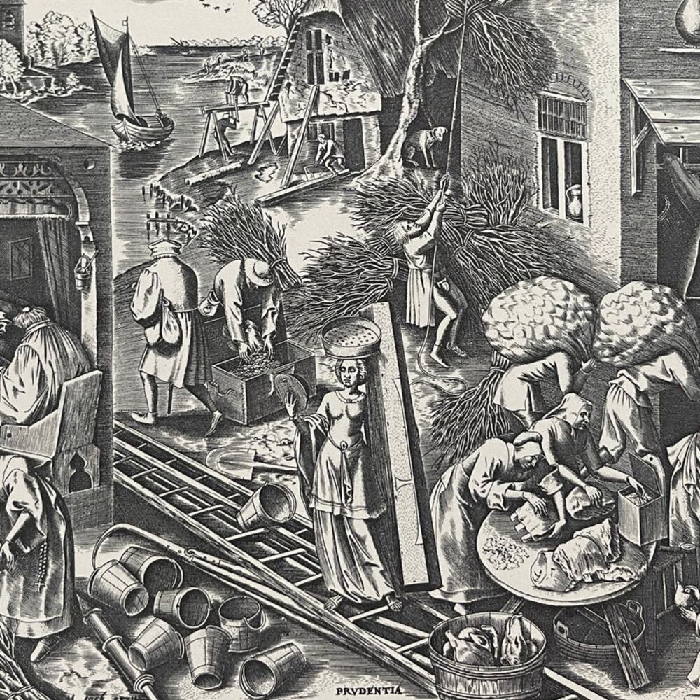 Bruegel, Prudence, Seven Virtues, Engraving, Print, Bookplate, Art~ 241229-WH 70